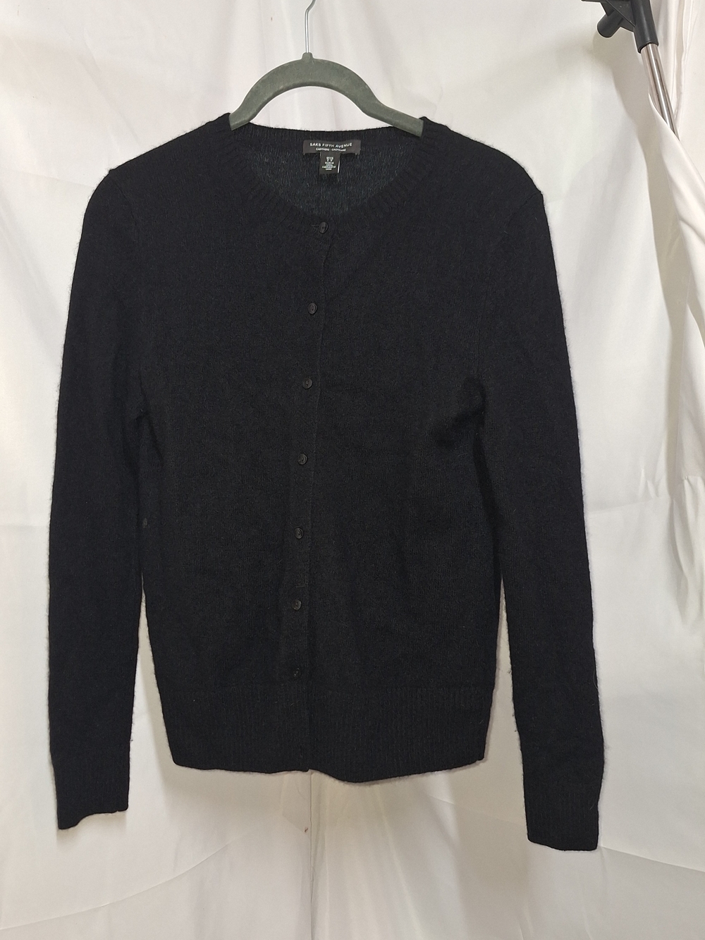 Saks Fifth Avenue Black Button-Front Cashmere Cardigan